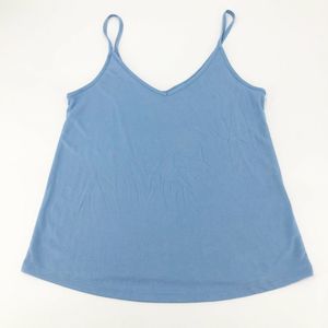 BP Women Top XS Blue Double V-Neck Tank Modal Blend Casual
